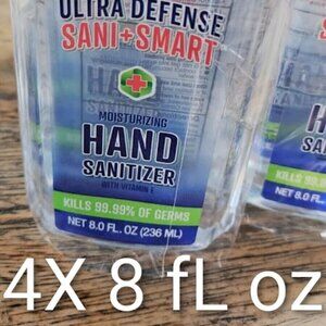 4 Pack Hand Sanitizer Liquid Ultra Defense Sani + Smart 8oz Bottles New